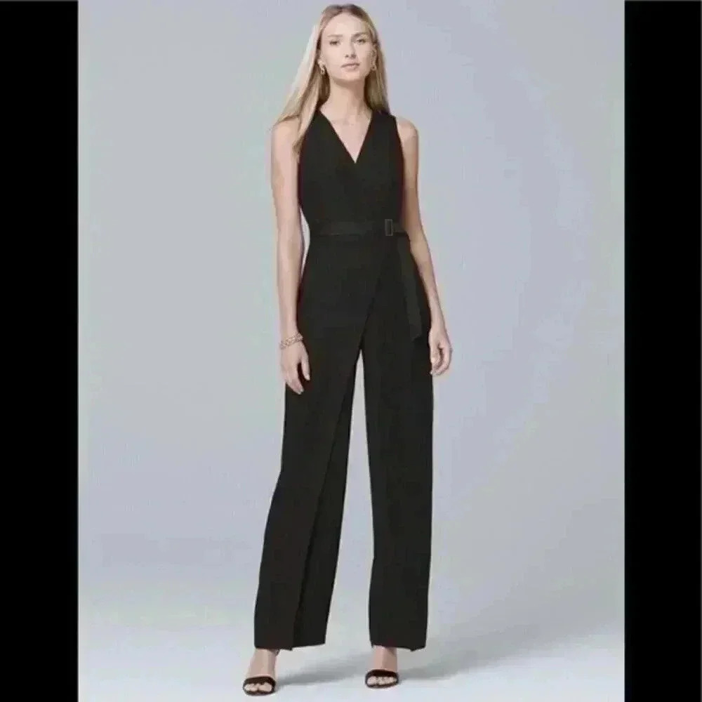 White House Black Market Black Crepe Wide Leg